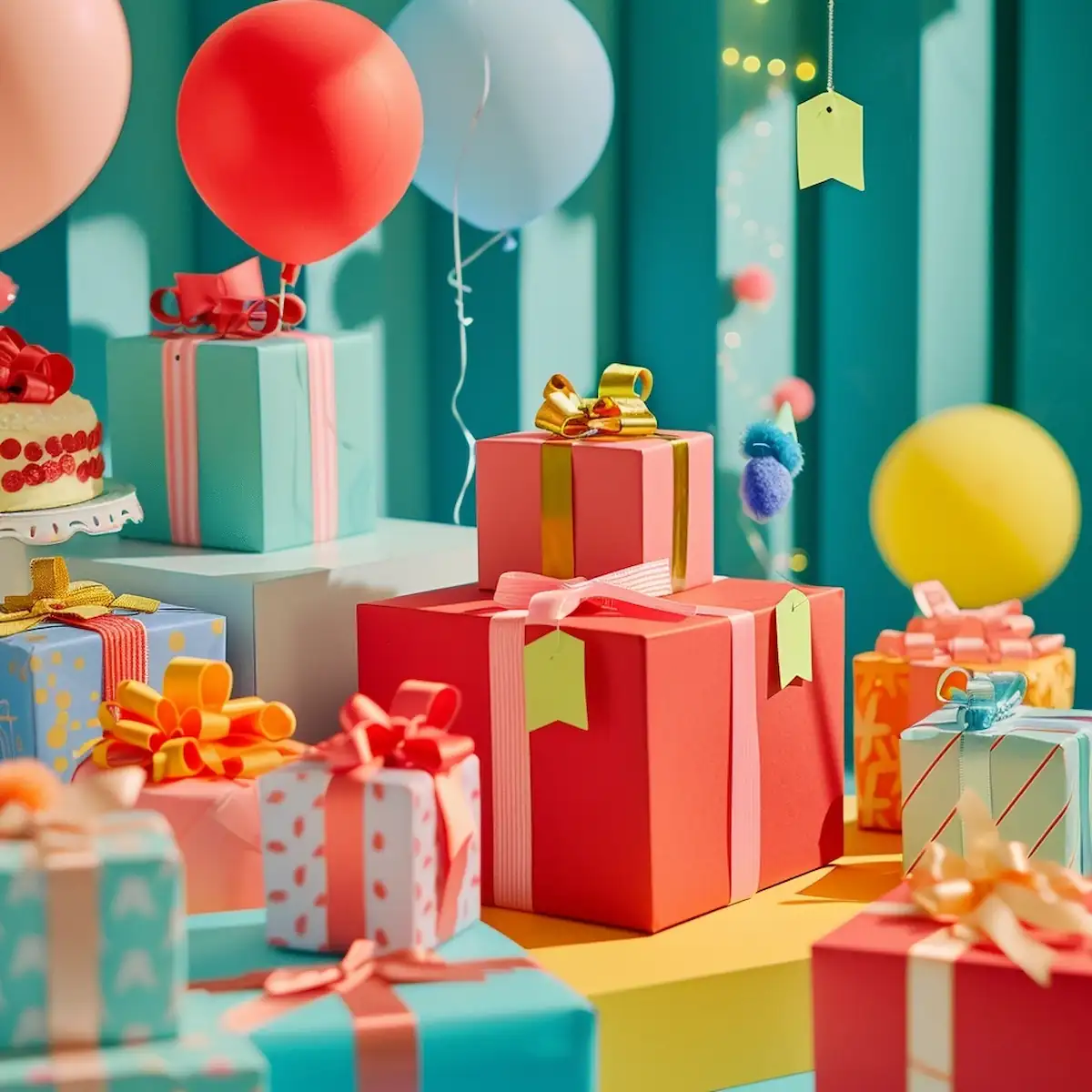 AliExpress Birthday, festive display of gift boxes and discounts