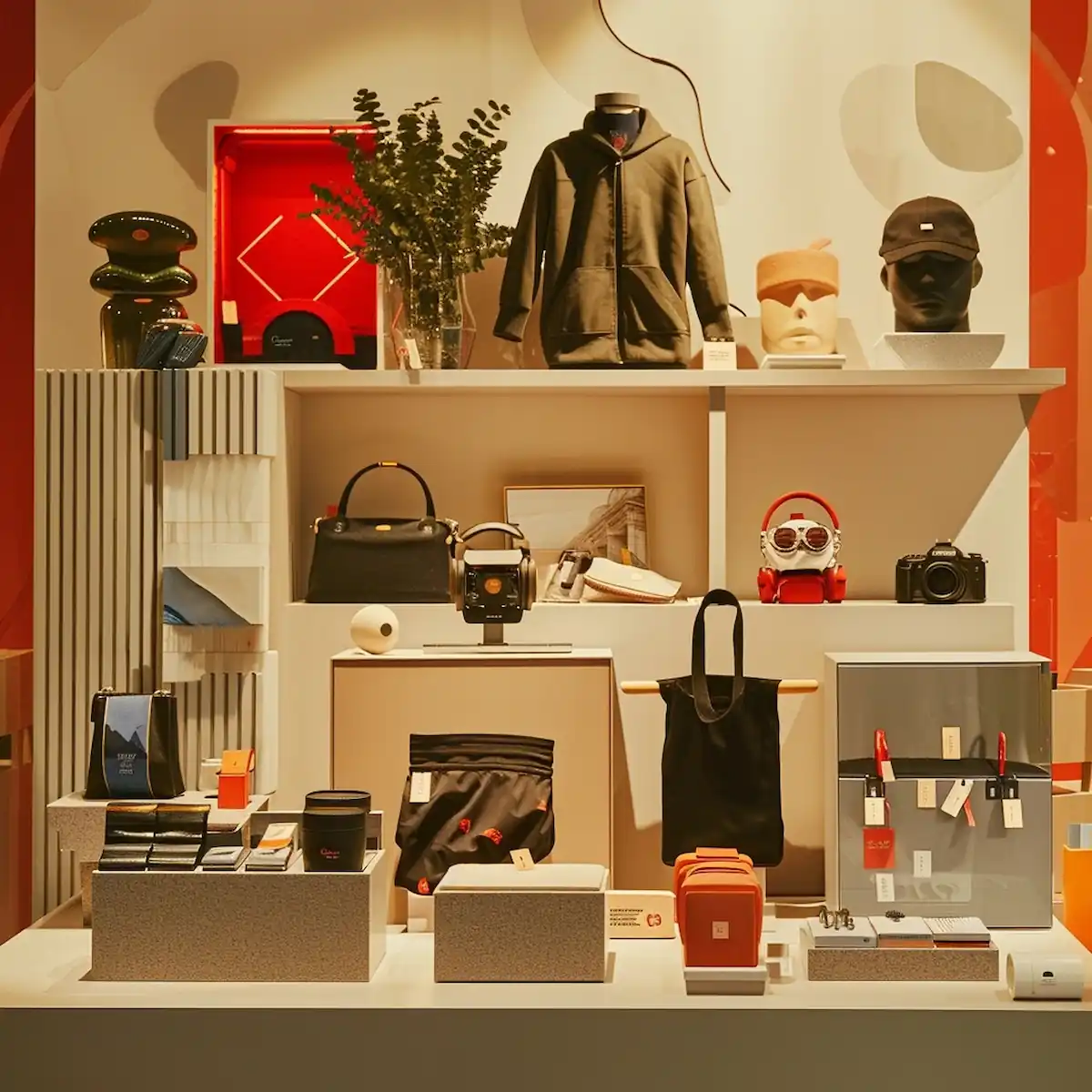 AliExpress Brand Week, stylish store display with branded items