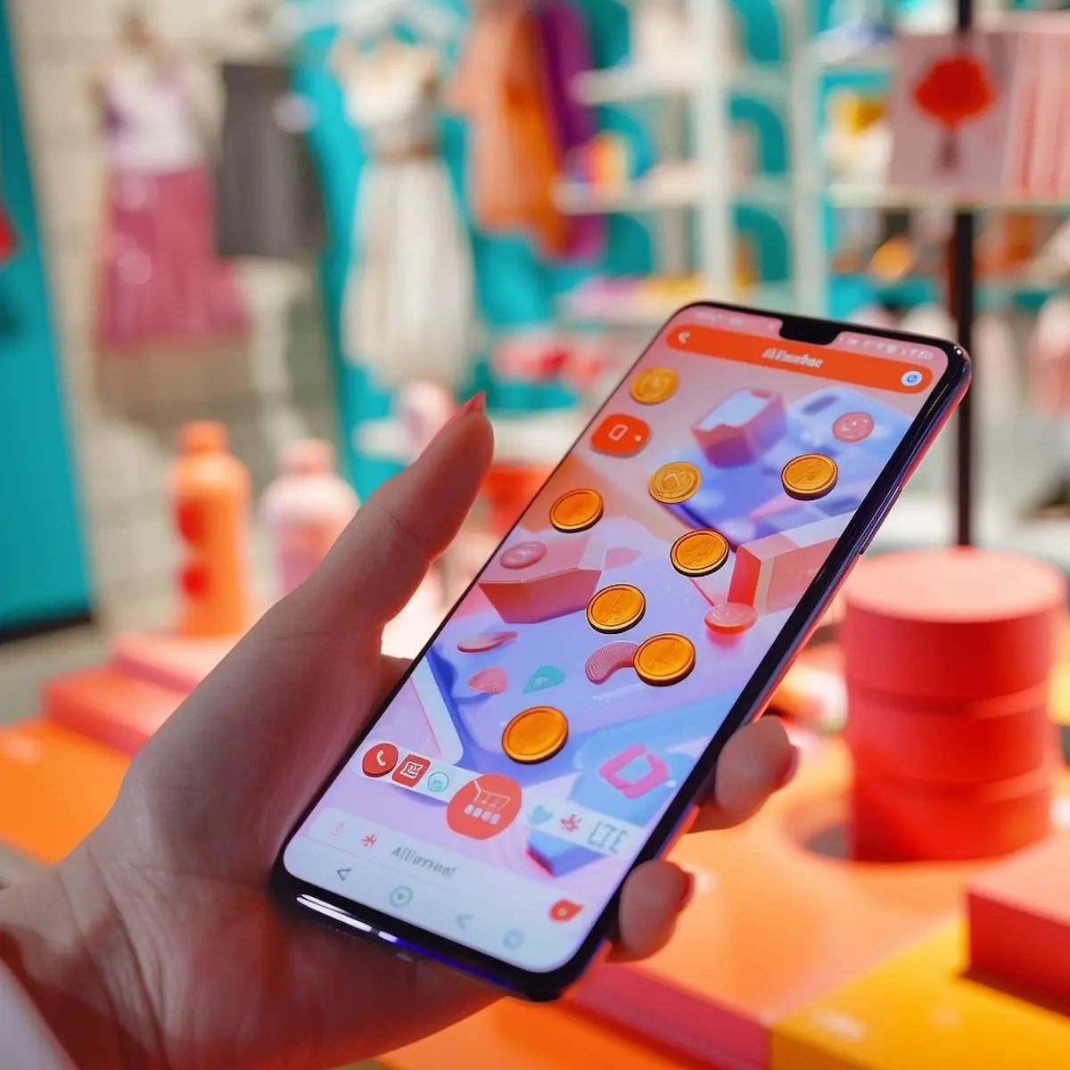 AliExpress coins, earning coins through daily check-ins on smartphone