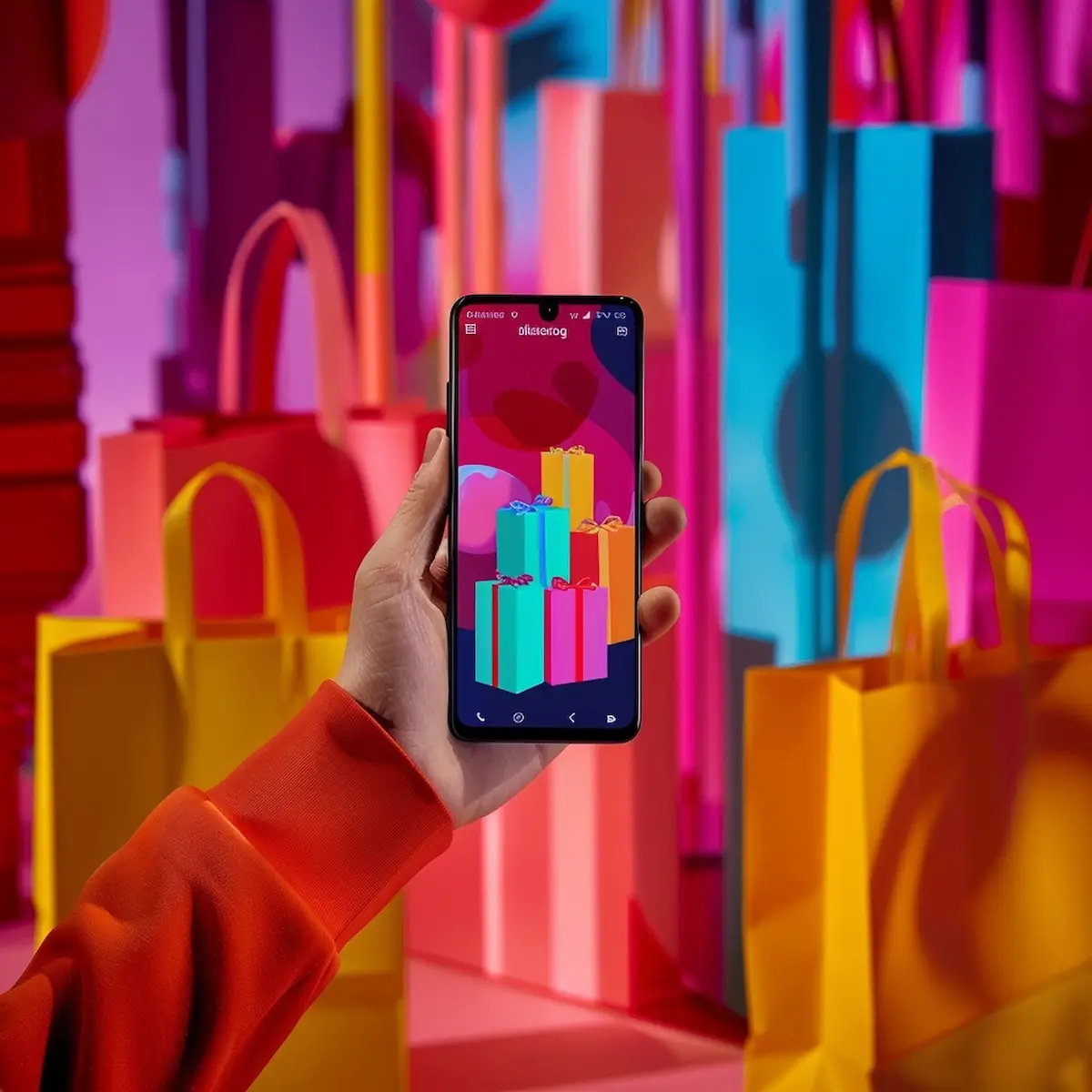 AliExpress discounts, hand holding phone with discount codes