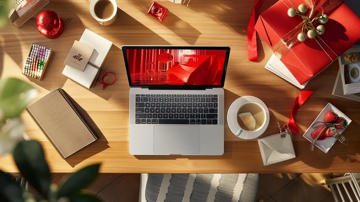 AliExpress promocodes, laptop on desk with shopping items