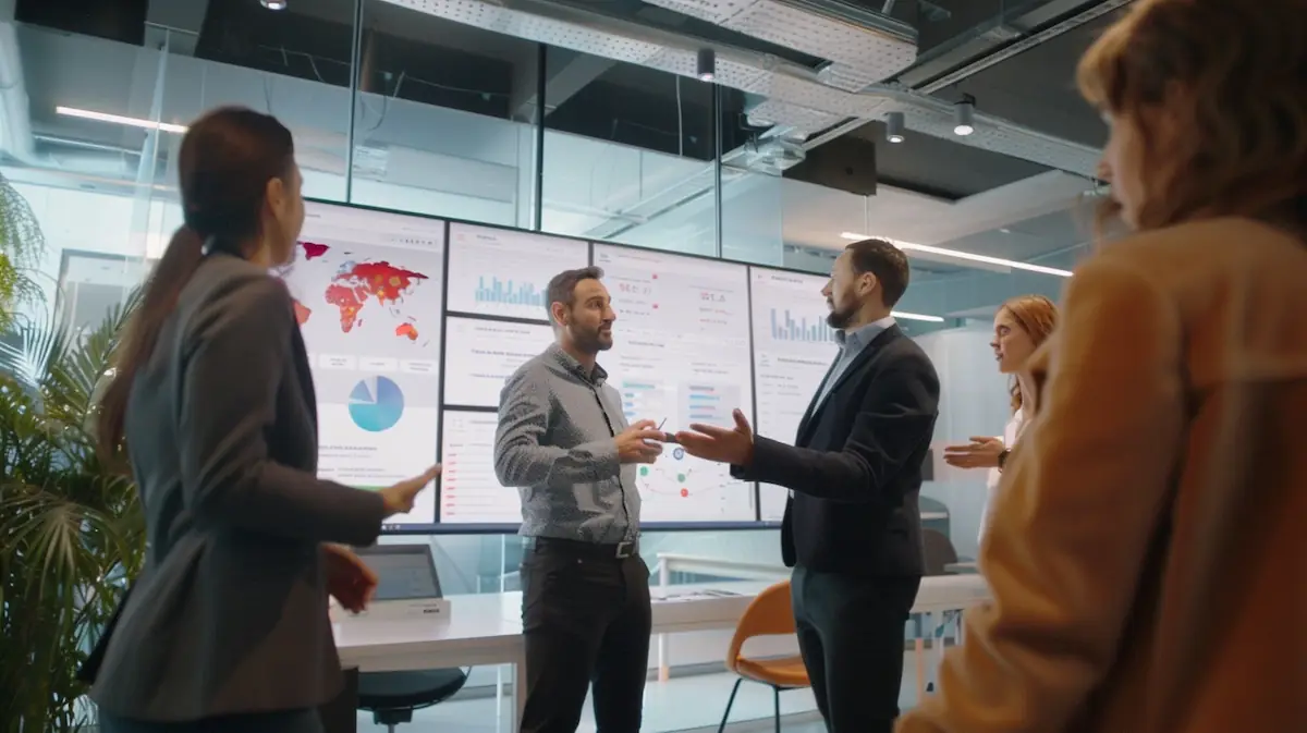 What is AliExpress, modern office with infographic on screen