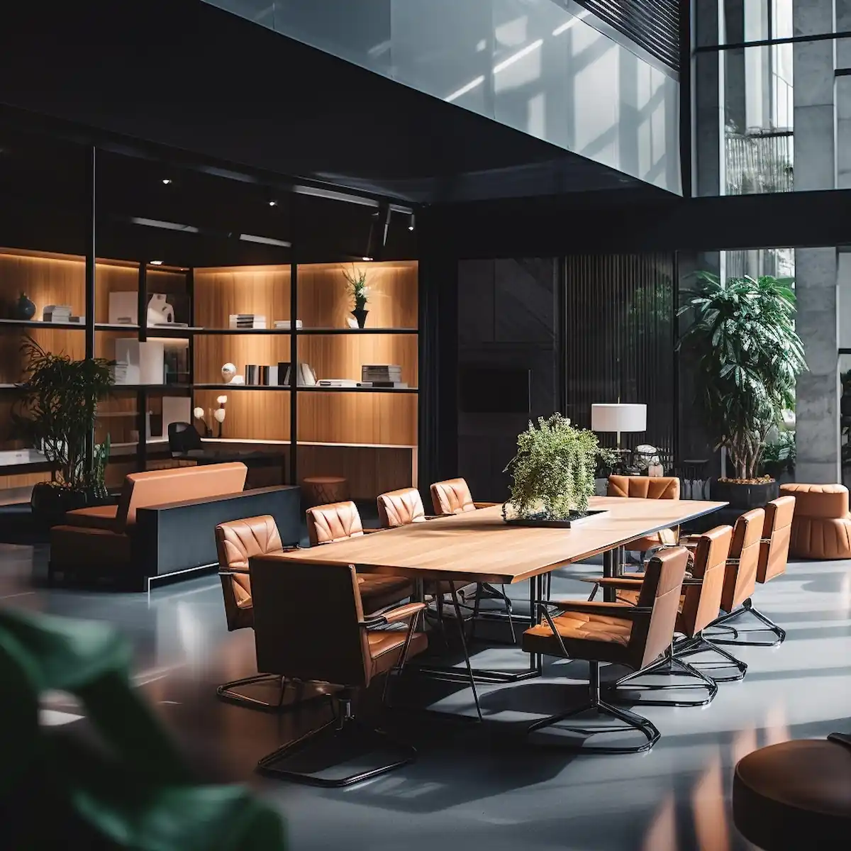 About Us, team discussing mission in high-end office