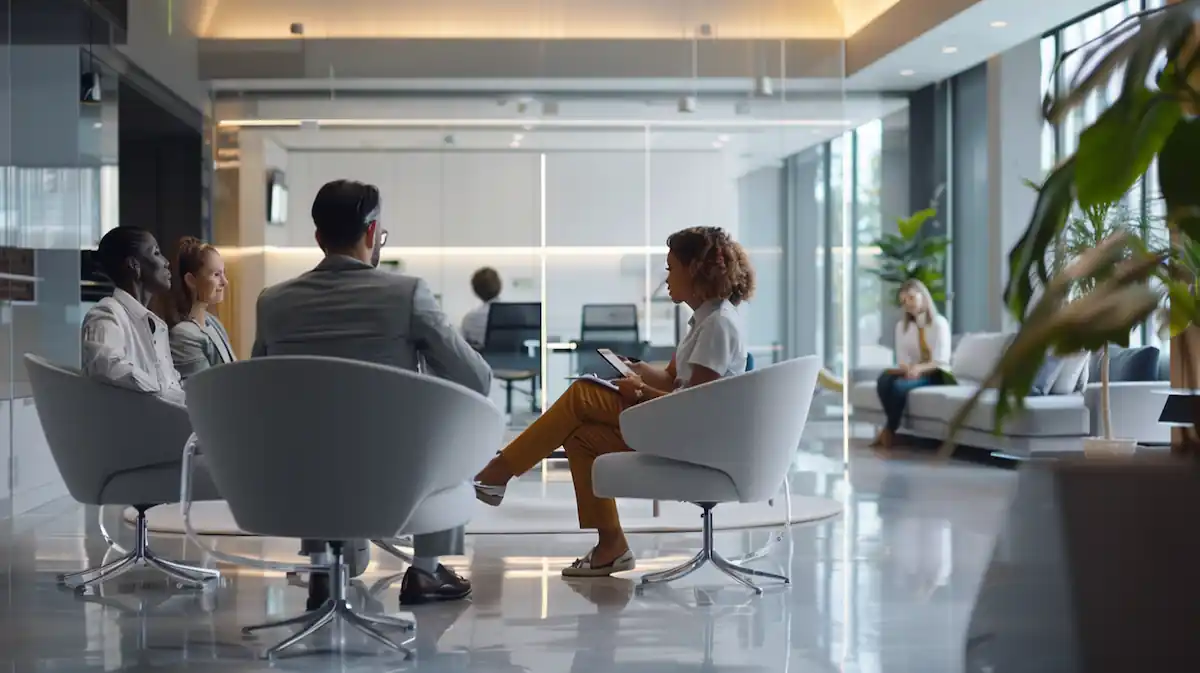 Accessibility Statement, reviewing inclusivity features in a high-end workspace
