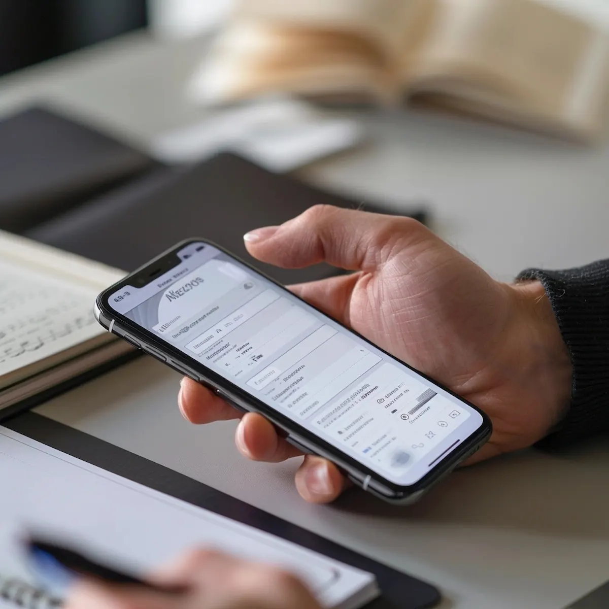 AliExpress app search, hand using search function on smartphone