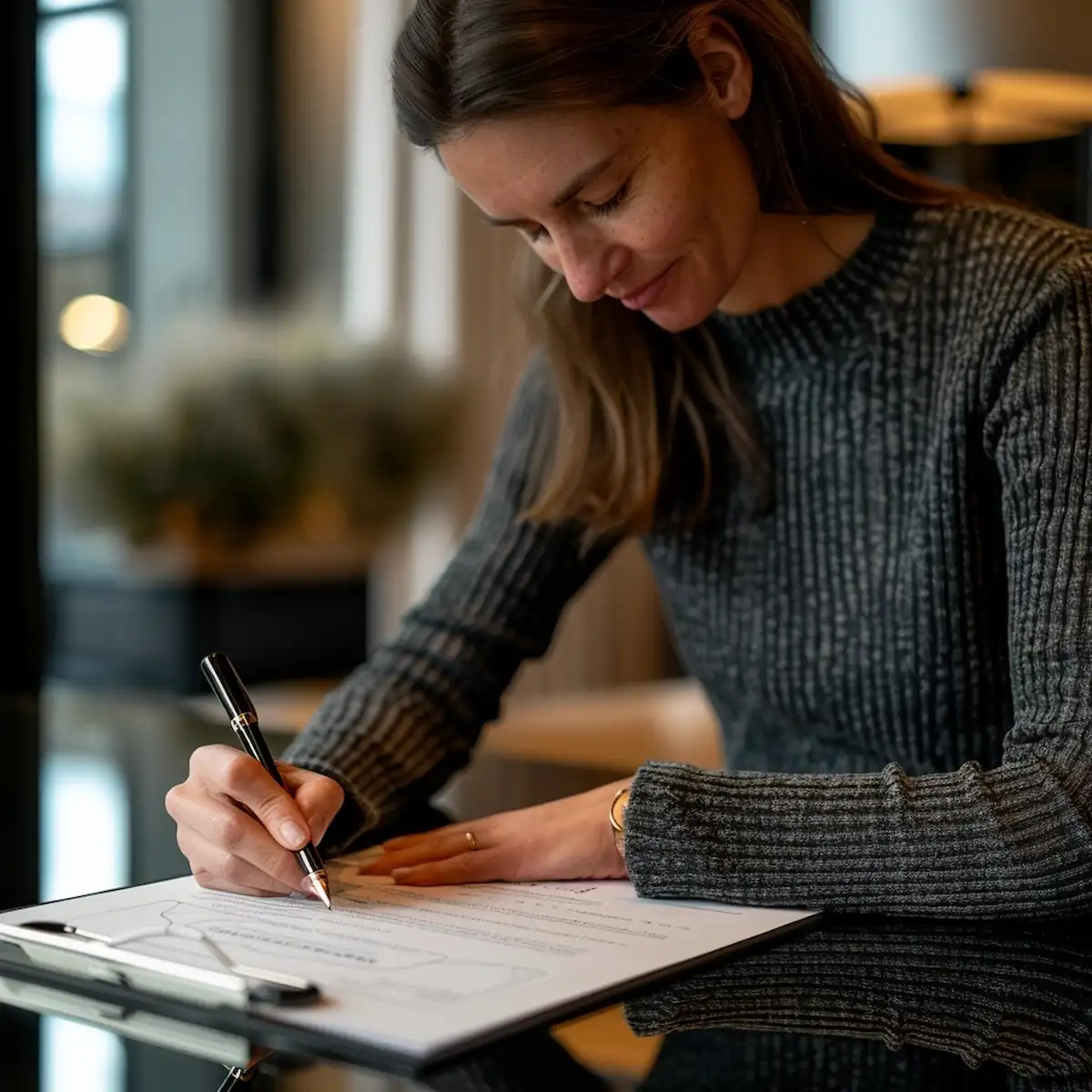 Terms of Use, signing agreement in modern office