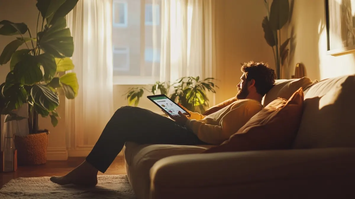Track order AliExpress app, staying updated in cozy living room