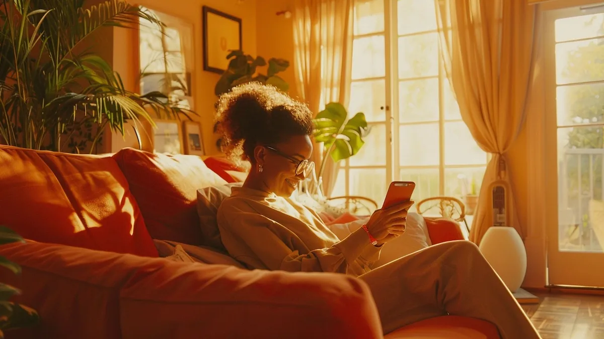 AliExpress app notifications, staying informed in cozy living room