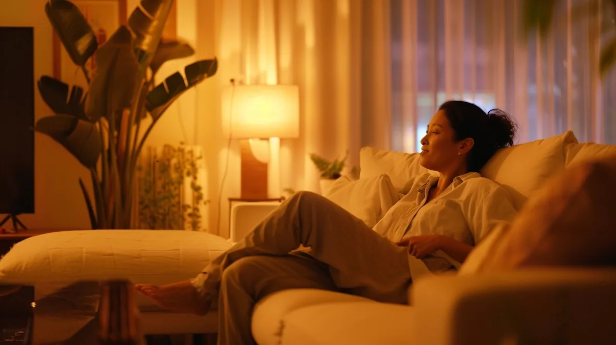 Review products AliExpress app, sharing feedback in a cozy living room