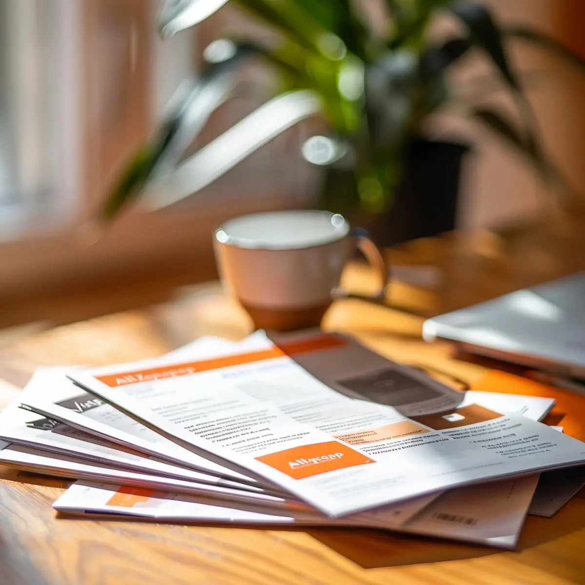 AliExpress company, documents and brochures on a desk