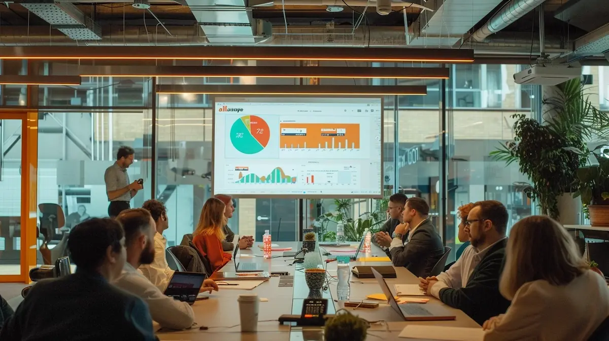 AliExpress company, professionals discussing insights in a meeting room